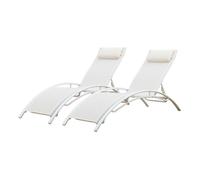 Juego de 2 tumbonas galapagos de textileno y aluminio blanco