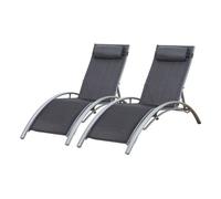 Juego de 2 tumbonas galapagos de textileno y aluminio gris