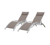 Juego de 2 tumbonas galapagos de textileno y aluminio marrón