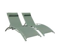 Juego de 2 tumbonas galapagos de textileno y aluminio verde