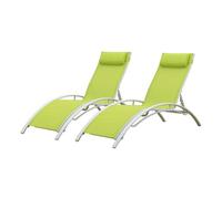 Juego de 2 tumbonas galapagos de textileno y aluminio verde