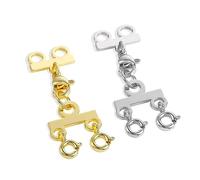 Juego de 2 uds de cierres de collar de oro y plata, cierre de resorte de 2 hebras, separador, conector de collar, cierres para fabricación de joyas