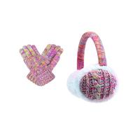 Juego de 2 unidades de guantes y calentadores de oídos para niños, orejeras y manoplas plegables para esquiar, acampar y viajar en climas fríos, guantes de punto
