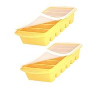 Juego de 2 unidades espaciosas para formar hielo con asas amigables con agarre diseñadas para una mayor e refrigeración, bandeja de bloque de congelación a granel