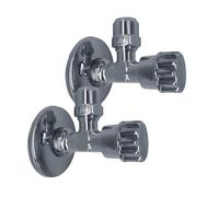 Juego de 2 válvulas angulares de 1/2 x 3/8 pulgadas - autosellante de latón - con rosetas de pared y juntas - Válvula de cierre para instalación sanitaria