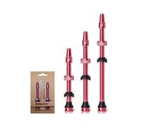 Juego de 2 Válvulas Tubeless Presta 45/65/85 mm, Aluminio 7075 Ultraligero con Núcleo Desmontable, Anodizadas en Negro y Rosa | para MTB, Gravel y Bicicletas de Carretera