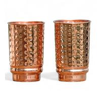 Juego de 2 vaso y vasos martillados de cobre puro para agua de, ideal para uso diario y regalos, beneficios para la salud ayurveda, capacidad de 350 ml