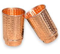 Juego de 2 vaso y vasos martillados de cobre puro para agua de, ideal para uso diario y regalos, beneficios para la salud ayurveda, capacidad de 350 ml