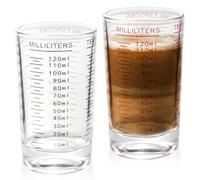 Juego de 2 vasos de chupito con báscula, vaso medidor de cristal de 120 ml, con escala precisa, pequeños y resistentes, vasos medidores transparentes para cocina, bar, cóctel, tequila, vodka