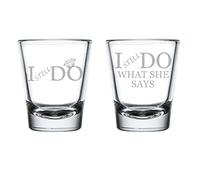 Juego de 2 vasos de chupito de 1.7 onzas divertidas aniversario renovación de voto I STILL Do What She Says