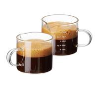 Juego de 2 vasos de chupito de espresso de 75 ml, vasos medidores portátiles, boquilla ligera en forma de V, jarra de espuma de leche para cafeteras espresso de mango, espumas con latte