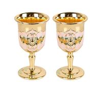 Juego de 2 vasos de metal para bebidas de vino, con grabado de rosas, vasos de chupito para cócteles y fiestas, decoración, regalo, vasos de licor de metal