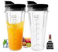 Juego de 2 vasos de repuesto para ninja, 710 ml, vasos de repuesto para batidora ninja, vasos de repuesto con tapas para mezcladores ninja, SS100, SS101, SS300