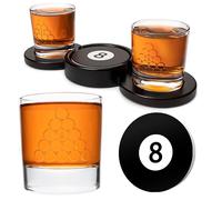 Juego de 2 vasos de whisky de 8 bolas, regalo único para hombres, rayas y sólidos, accesorios de decoración de cristalería de primera calidad, vaso de bar. Cristal. 11 onzas