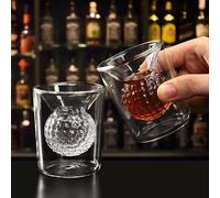 Juego de 2 vasos de whisky, regalos de golf para golfistas masculinos, vasos de whisky con forma de bola de golf integrada, copas de vino de ron únicas, accesorio perfecto para beber y para el hogar,