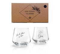 Juego de 2 vasos Gin Tonic con frases divertidas - 400 ml, aptos para hielo grande y lavavajillas - regalo original para mujeres y hombres amantes de la ginebra