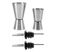 Juego de 2 vasos medidores con 2 boquillas, vasos de acero inoxidable, medidores de doble extremo, para cócteles, fiestas de bar, cócteles