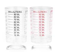 Juego de 2 vasos medidores de cóctel de 90 ml, cristal para cocina, bar, fiesta, tequila, vodka, café (negro, rojo)