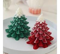 Juego de 2 velas con forma de árbol de Navidad, velas realistas en forma de árbol de Navidad de 140 g, velas de aromaterapia de cera de soja, para decoración de fiesta de Navidad, día festivo, Año