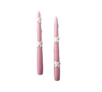 Juego de 2 velas cónicas de color rosa polvo con copos de cera crema, altura 25 cm, artesanales, fabricadas en Italia Cereria Di Giorgio