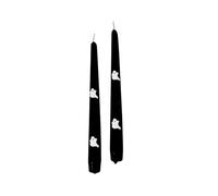 Juego de 2 velas cónicas negras con fantasmas de cera blancos, altura 25 cm, artesanales, fabricadas en Italia Cereria Di Giorgio