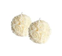 Juego de 2 velas de bolas de rosa con relieve de rosa, velas decorativas perfumadas en blanco en caja de regalo, 4,5 x 4 cm