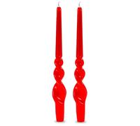 Juego de 2 velas de candelabro voluta lacadas artesanales - Altura 30 cm - Cereria di Giorgio - Color Rojo
