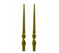 Juego de 2 velas de candelabro voluta lacadas artesanales - Altura 40 cm - Cereria di Giorgio - Color verde oliva