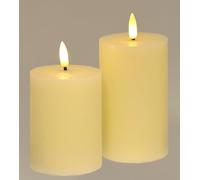 Juego de 2 velas LED de cera real, juego de 2 con temporizador eléctrico parpadeante, luces de color blanco cálido, decoración de pilar, velas grandes de Adviento, corona de Adviento, corona de San