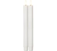 Juego de 2 velas LED Flame Stripe de cera | Velas de mesa sin llama, sin llama, funcionan con pilas, color blanco, seguras para niños y mascotas, decoración de boda