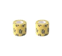 Juego de 2 vendas cohesivas para gatos, perros, mascotas, cinta de gasa envolvente, impresiones de garras amarillas