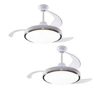 Well Home 2x Ventilador de Techo con Luz LED Ø53x30cm - Aspas retráctiles, Silencioso, 6 Velocidades, Mando a distancia y luz regulable 3 Tonos