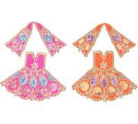 Juego de 2 vestidos Durga Devi MATA Poshak Vastra de tela Lehanga Chunari para Dios, estatua de ídolo, templo del hogar, festival tradicional indio Navratri, Laxmi Poojan Diwali (tamaño: -3 pulgadas