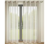 Juego de 2 visillos con 8 Ojales - 140 x 240 cm - Cordel - Luminoso y Decorativo - Protege de Las miradas Exteriores