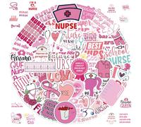 Juego de 2 X 50 Pegatinas de Enfermera Rosa, Calcomanías de Enfermería, Pegatinas de Enfermera de Anime, Calcomanías Médicas, Pegatina de Vinilo para Ordenador Portátil Skateboard Guitarra