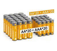 Juego de 20+20 piezas de pilas A AAA de 1.5V, energía de larga duración para juguetes, relojes, paisajismo de jardín, luces solares de exterior y guirnaldas de luces