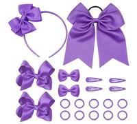 Juego de 20 accesorios para el cabello de niña, clips y lazos púrpura, diadema y coletero para niñas pequeñas y adolescentes, cumpleaños, Navidad