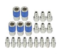 Juego de 20 acopladores rápidos de manguera de aire resistente con 1/4 para conectores NPT para accesorios de acero, accesorios macho y hembra azul plateado para