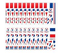 Juego de 20 artículos para fans de Francia, Mundial de fútbol 2026, decoración para fiestas de fútbol, paquete con tatuajes en rojo, blanco y azul, artículo para fans del Mundial de Francia para