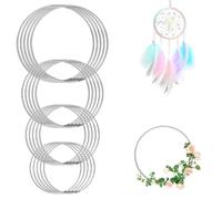Juego de 20 atrapasueños, aros de metal grandes, anillos de macramé, cinta | 5/10/15/20 cm para manualidades de flores, para colgar en la pared, boda, decoración de coronas