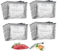 Juego de 20 bolsas de conservación de aluminio reutilizables, diseño independiente con fondo ampliado, cremallera reforzada impermeable para congelar, verduras, carne, barrera antihumedad y luz