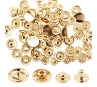 Juego de 20 botones de presión dorados de 15 mm, botones de presión metálicos, botones de presión de aleación, para manualidades, botones de costura, redondos, para cuero, ropa