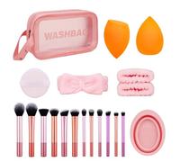 Juego de 20 brochas básicas esenciales con polvos de maquillaje, juego de brochas de maquillaje para cara completa