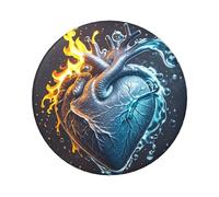 Juego de 20 broches redondos de metal con forma de corazón con fuego y agua con foto personalizada, 6,1 cm