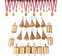 Juego de 20 Campanas Colgantes rústicas Hechas a Mano Vintage - Campanas de armonía cilíndrica y Cono de Mezcla para decoración navideña Festiva