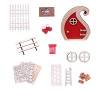 Juego de 20 casas de muñecas en miniatura para puertas navideñas, juego de decoración de Navidad de madera de resina, proyecto creativo en miniatura para habitaciones de muñecas