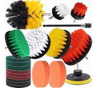 Juego de 20 cepillos de taladro para limpieza, kit de accesorios para limpieza de baño, cocina, fregadero, bañera, azulejos de suelo, parrilla, rueda de barco/coche, se adapta a la mayoría de taladros