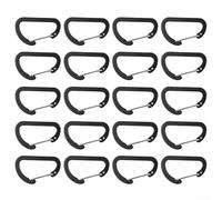 Juego de 20 clips de llavero de aleación de aluminio ligero con bloqueo de liberación rápida para senderismo, camping, tienda de campaña, hebilla de cuerda (negro)