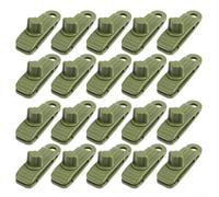 Juego de 20 clips de lona para exteriores resistentes para acampar y estructuras temporales (verde)