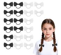 Juego de 20 Coleteros para Niñas, Gomas de Pelo Elásticas con Lazo, Accesorios para el Cabello de Colegio para Niñas y Mujeres (Negro, Blanco)